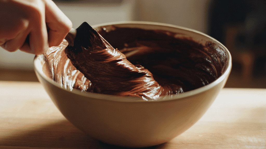 Mixing upgraded Ghirardelli brownie batter