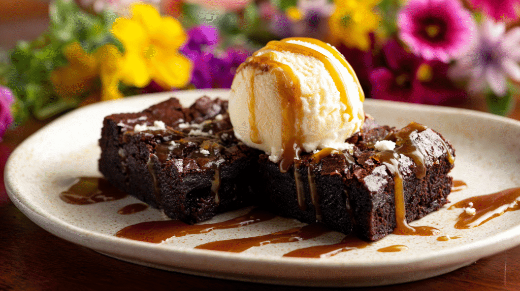 Served Ghirardelli brownies with ice cream