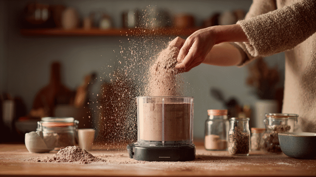blending creamy cappuccino mix in food processor