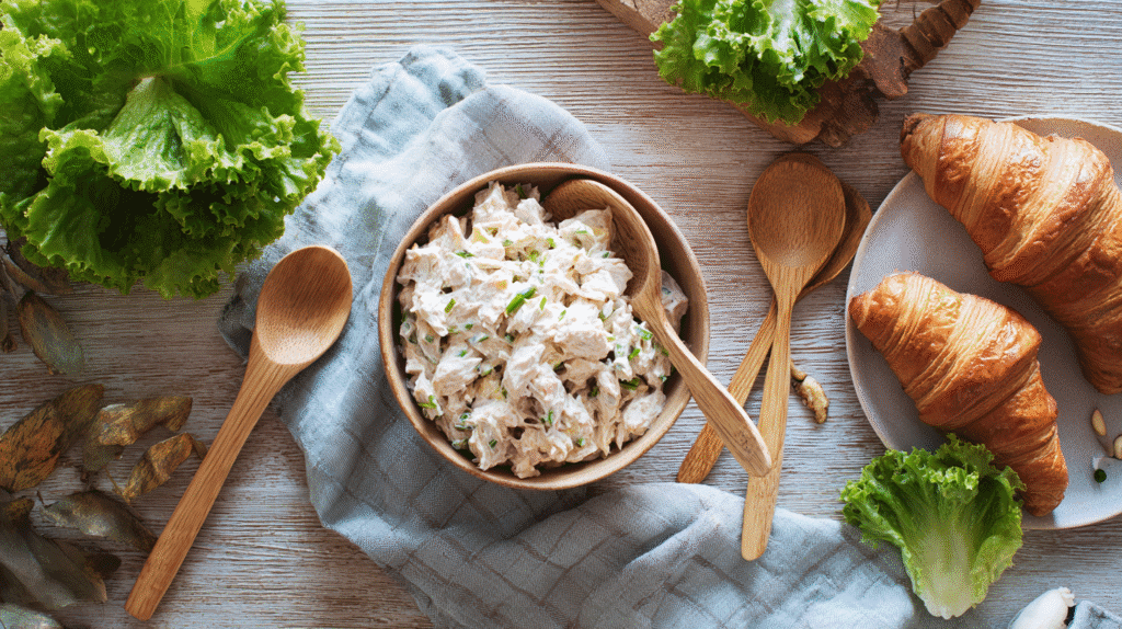 Chicken Salad Chick recipe served with croissants