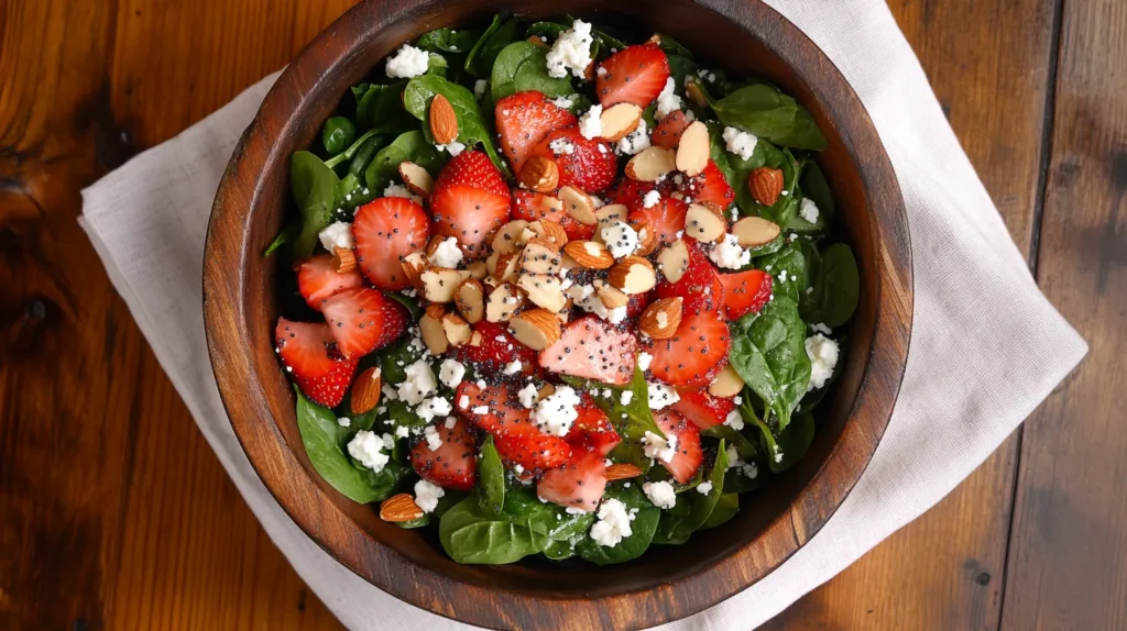 🥗 Strawberry Spinach Salad with Poppyseed Dressing 1 Current image: Fresh strawberry spinach salad with poppyseed dressing