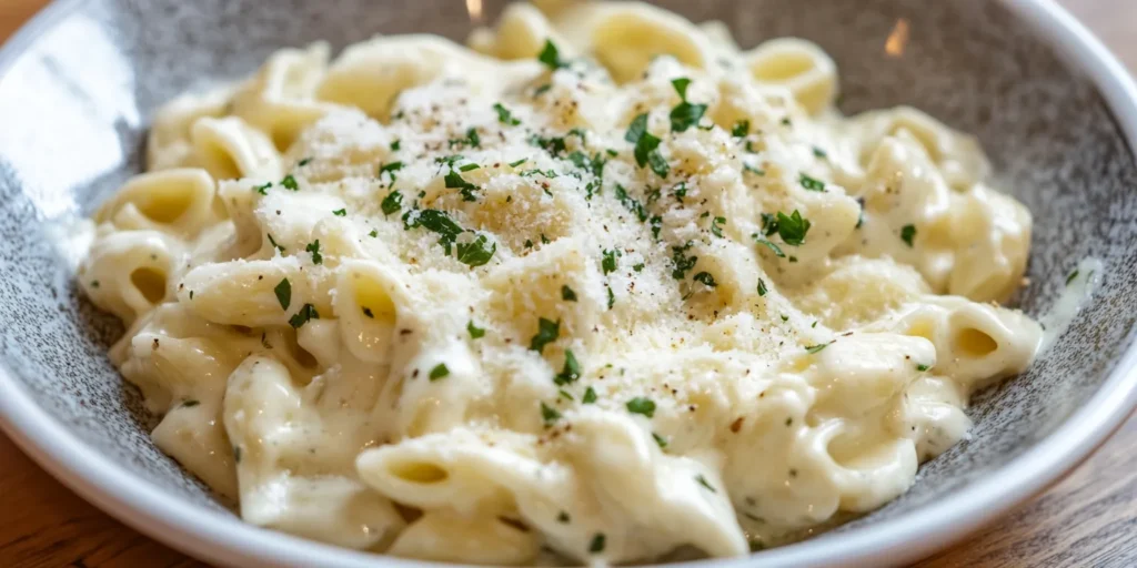Cheesy pasta 1 Current image: A delicious bowl of cheesy pasta with melted cheese stretching from a fork.