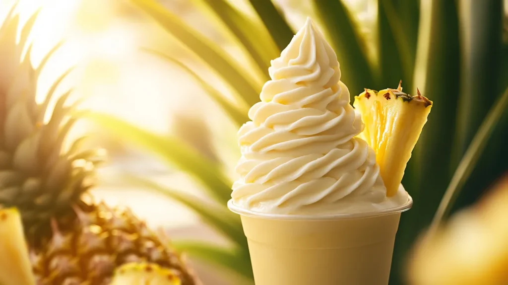 Dole Pineapple Whip served with fresh pineapple on a sunny day