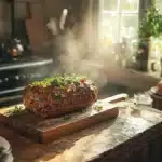 Stove Top Stuffing Meatloaf on cutting board