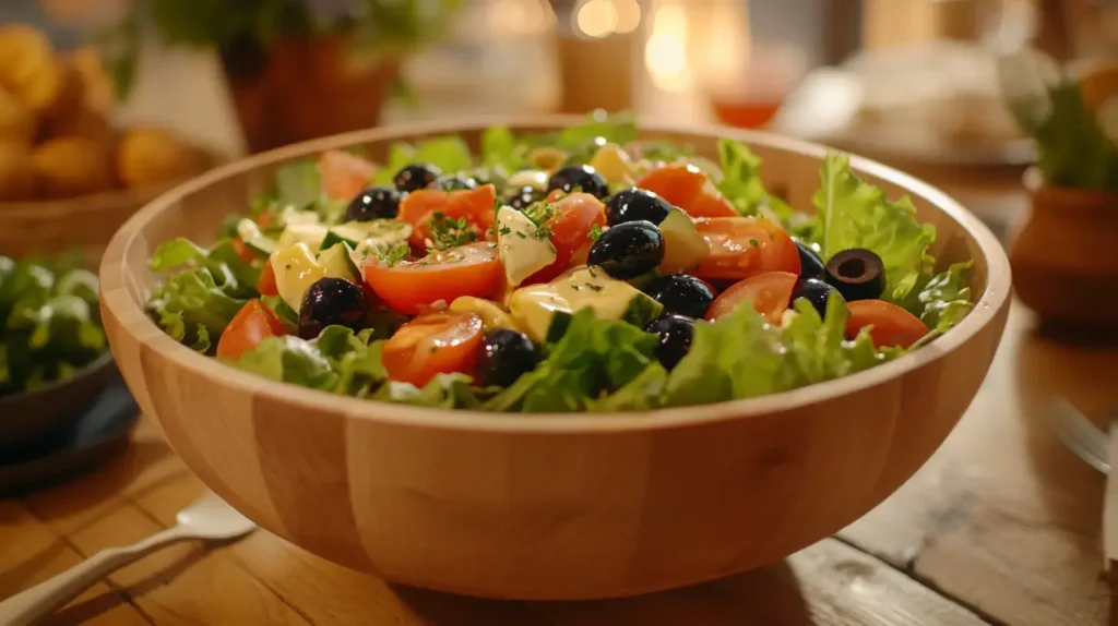 Fresh garden salad with creamy Olive Garden-style dressing