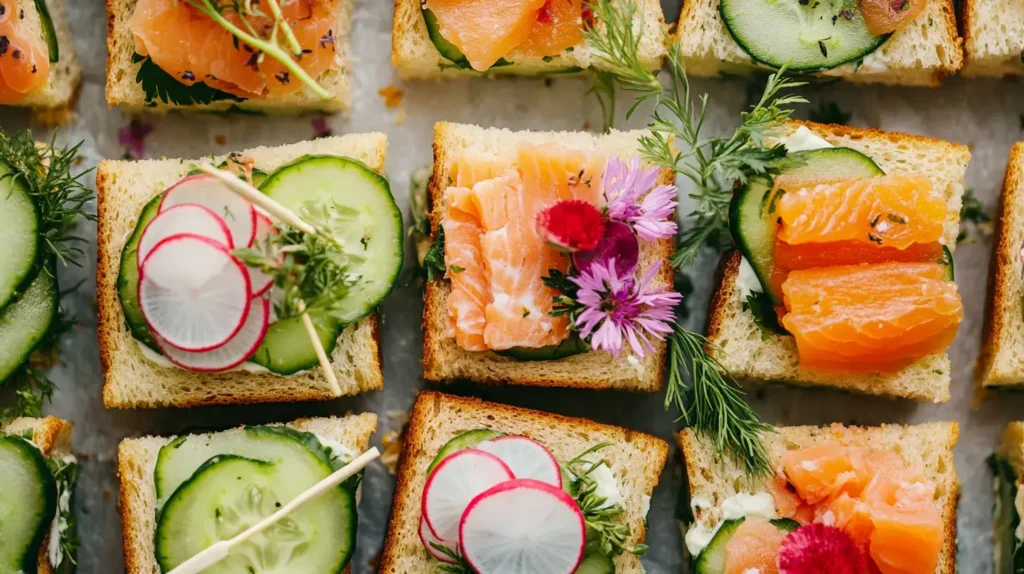 Creative cucumber sandwich variations on a platter