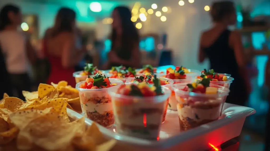 Ground Beef Taco Dip Served for a Party