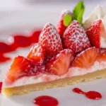 Old fashioned strawberry pie on rustic wooden table