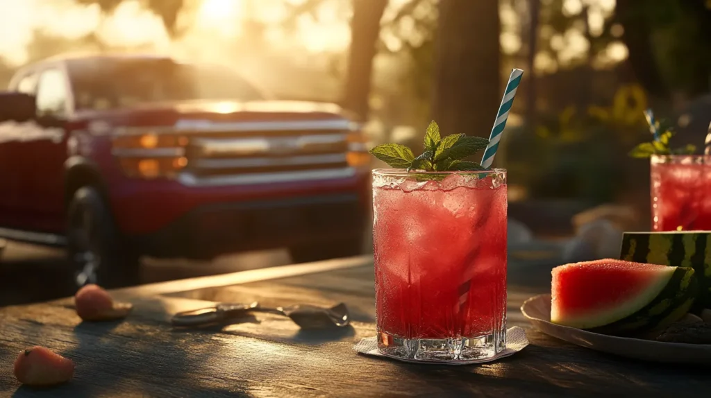 Watermelon Limeade served with mint