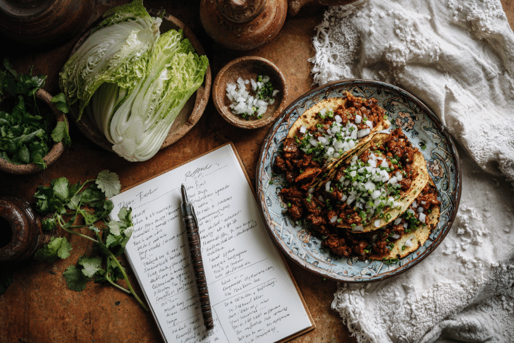 Slow cooker beef taco recipe card