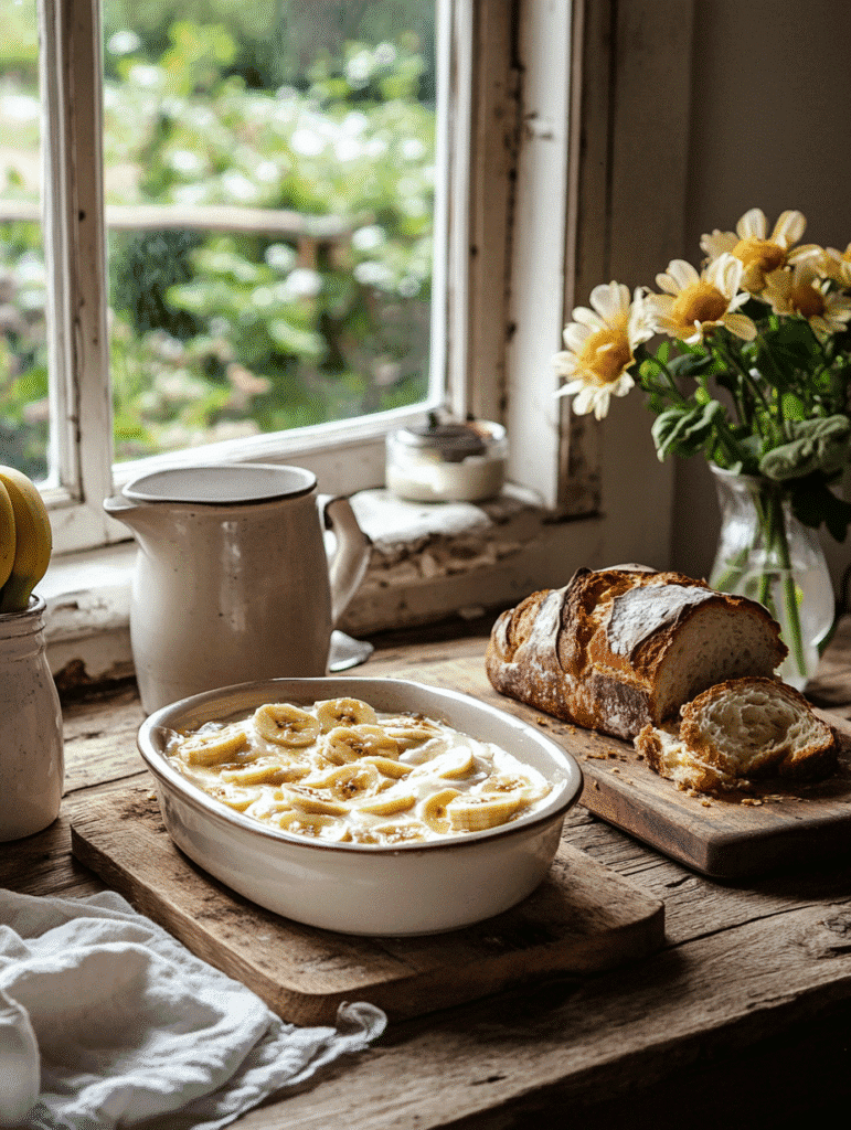 Bread and banana pudding fresh from the oven