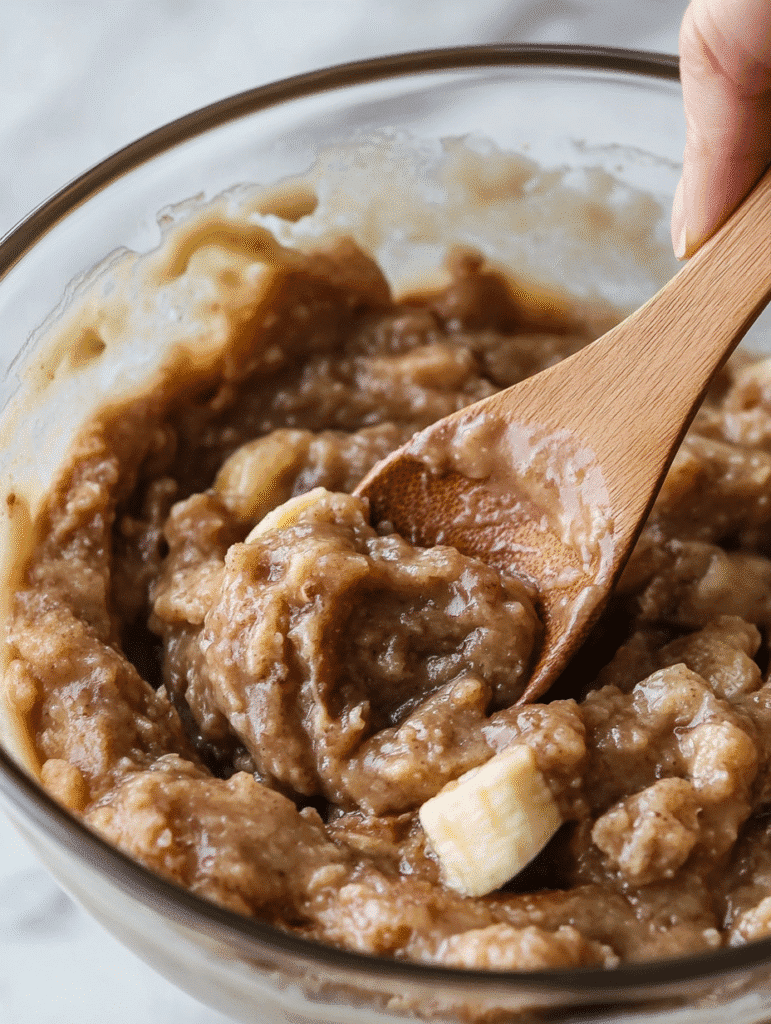 Soaked banana bread pudding mixture