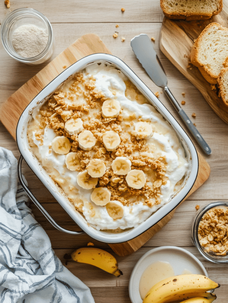 Bread and banana pudding recipe card