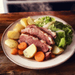 Corned beef and cabbage slow cooker recipe plated