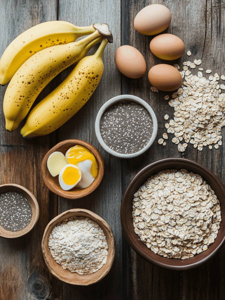 ingredients for healthy banana and oat bread
