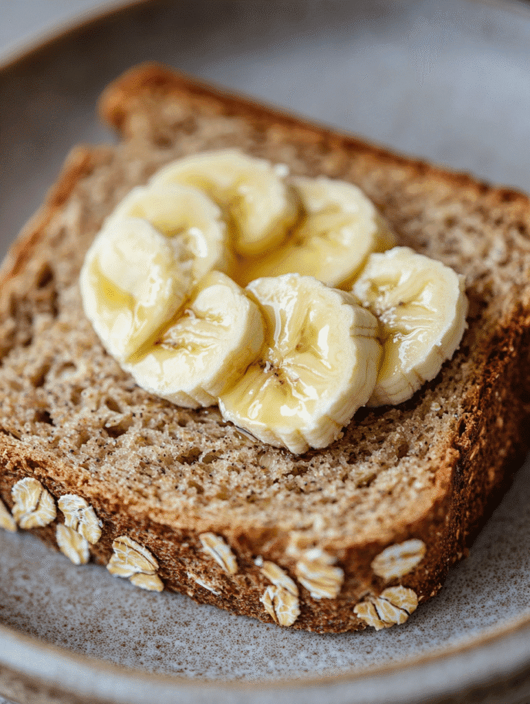 close-up banana oat bread slice