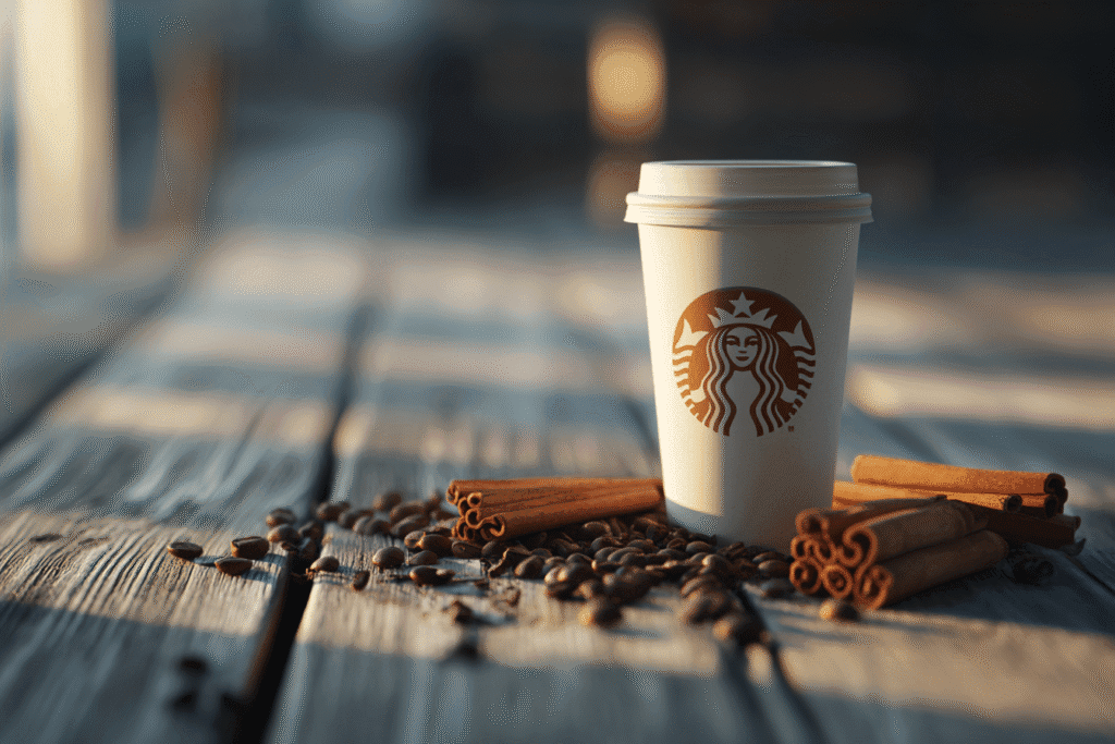 Healthy coffee drinks Starbucks options on rustic table