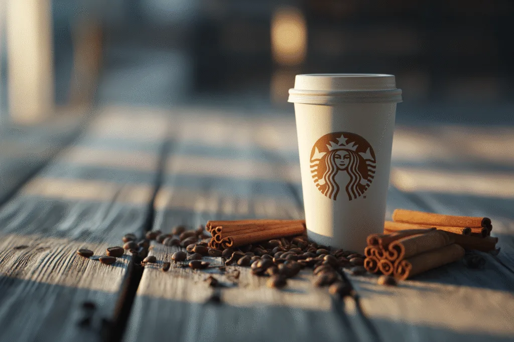 Healthy coffee drinks Starbucks options on rustic table
