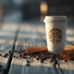 Healthy coffee drinks Starbucks options on rustic table
