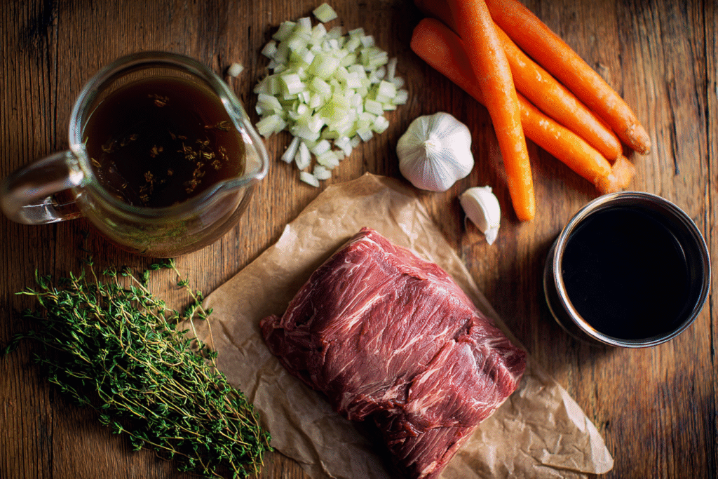 ingredients for steak in slow cooker