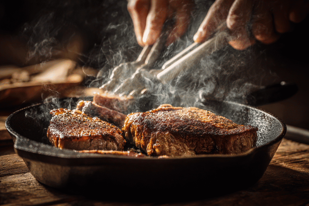 searing steak before slow cooking