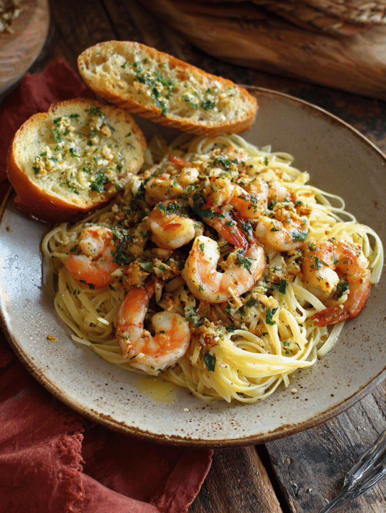 Simple shrimp scampi recipe with garlic, lemon, and butter