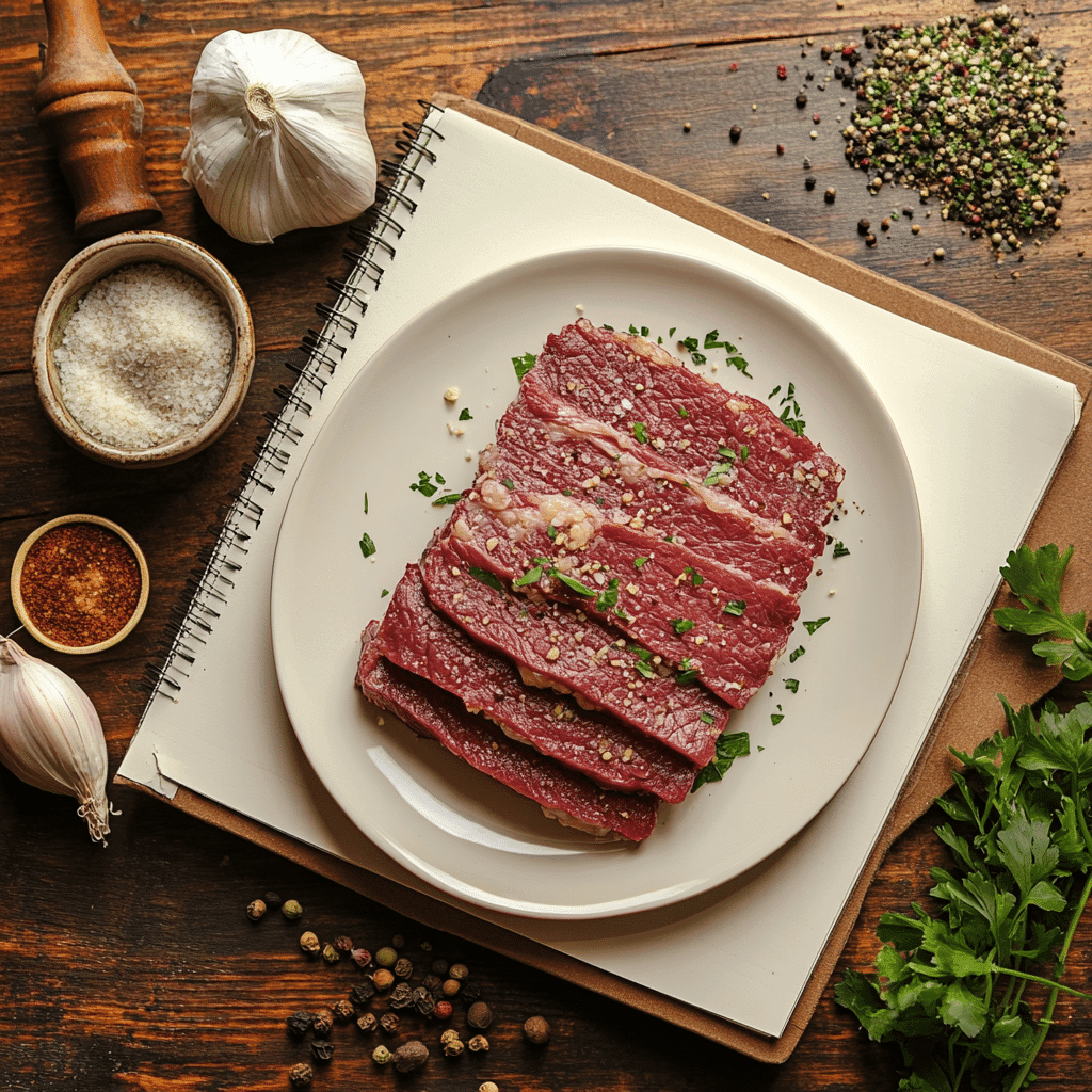 slow cooker corned beef recipe card visual