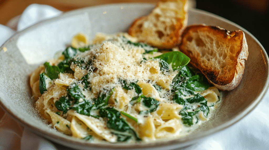 served spinach meal recipe on plate