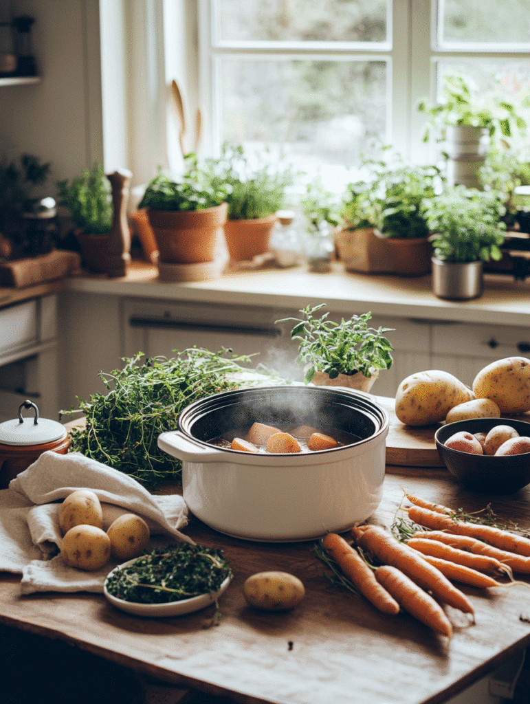4 qt slow cooker on rustic kitchen counter