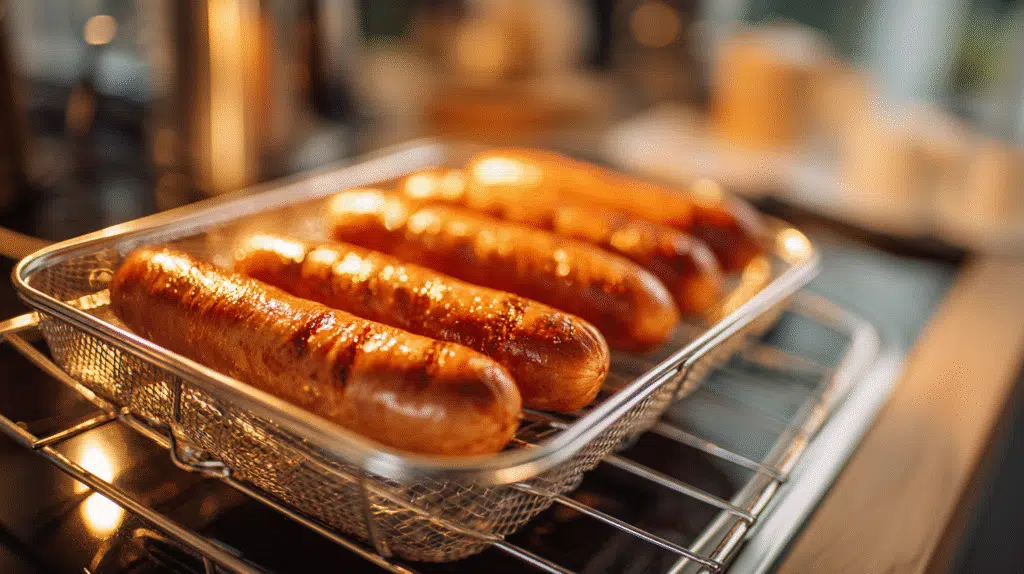 Hot dogs reheated in air fryer