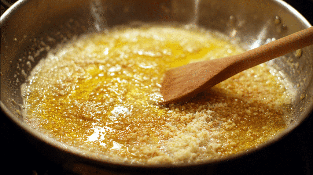 Alfredo sauce being made for Zatarain's pasta