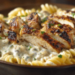 Blackened Chicken Alfredo Zatarain's in a rustic bowl