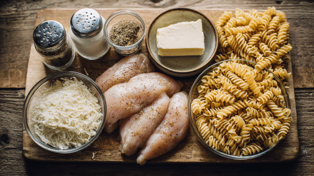 Ingredients for blackened chicken Alfredo Zatarain's